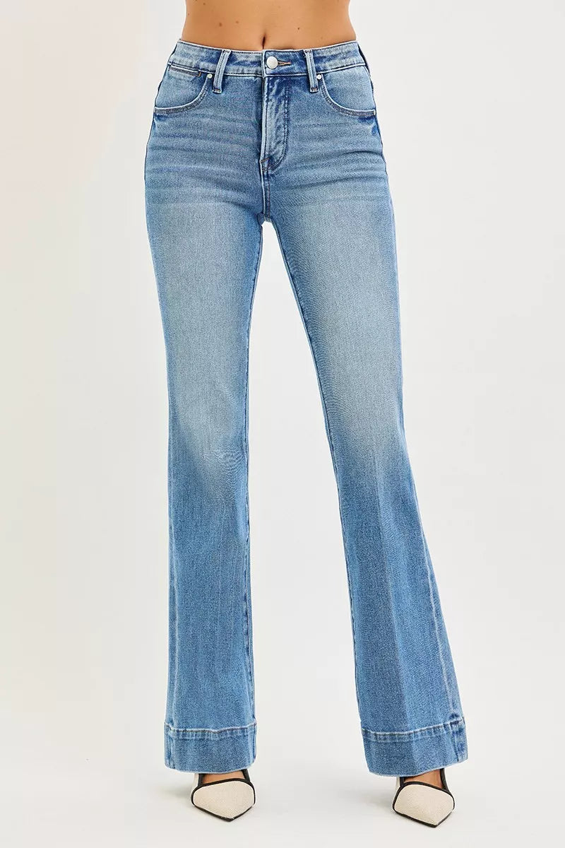 Tummy Control 4 Way Stretch Mid Rise Flare Jeans