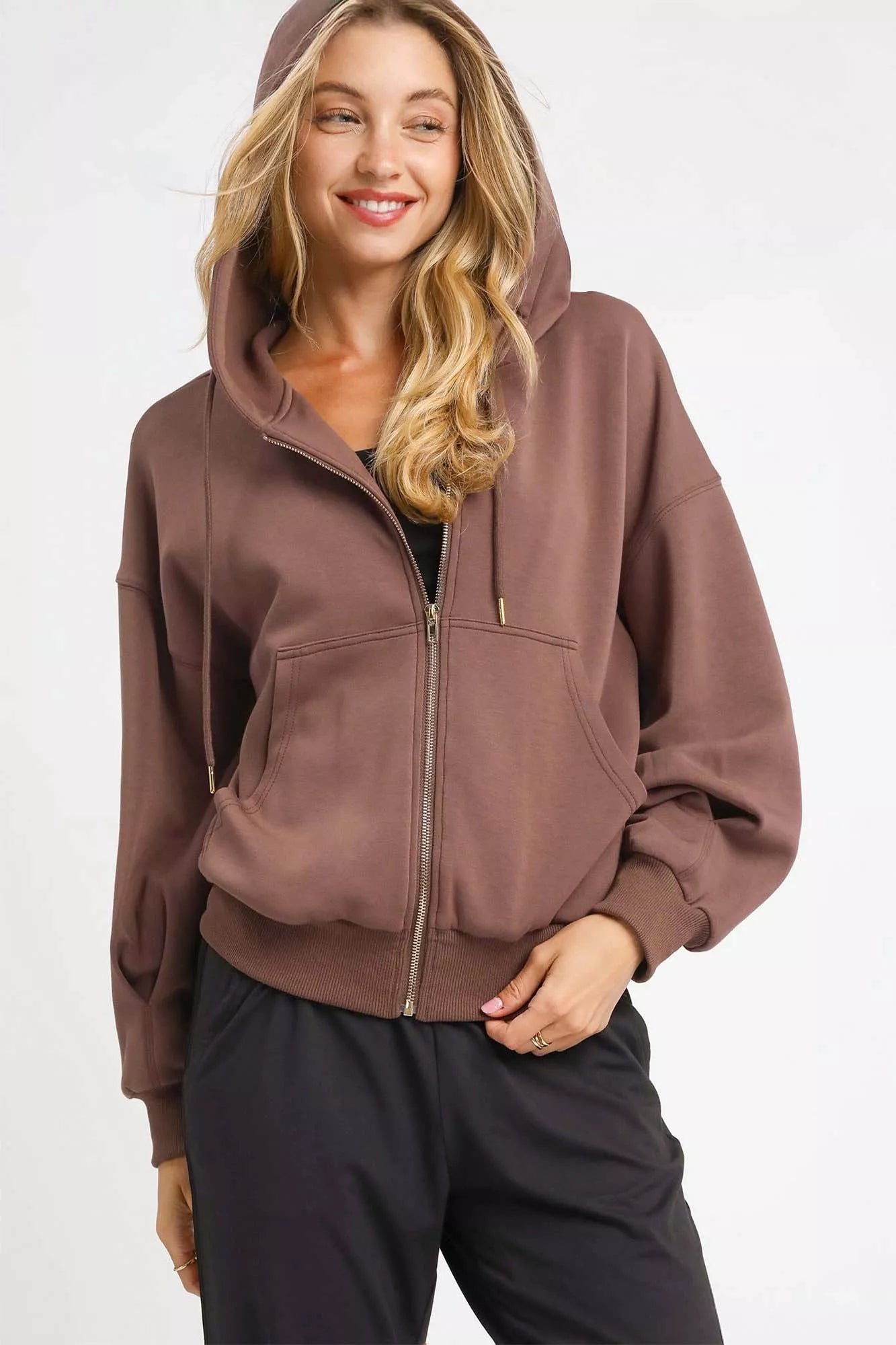 Zip-Up Fleece Hooded Jacket