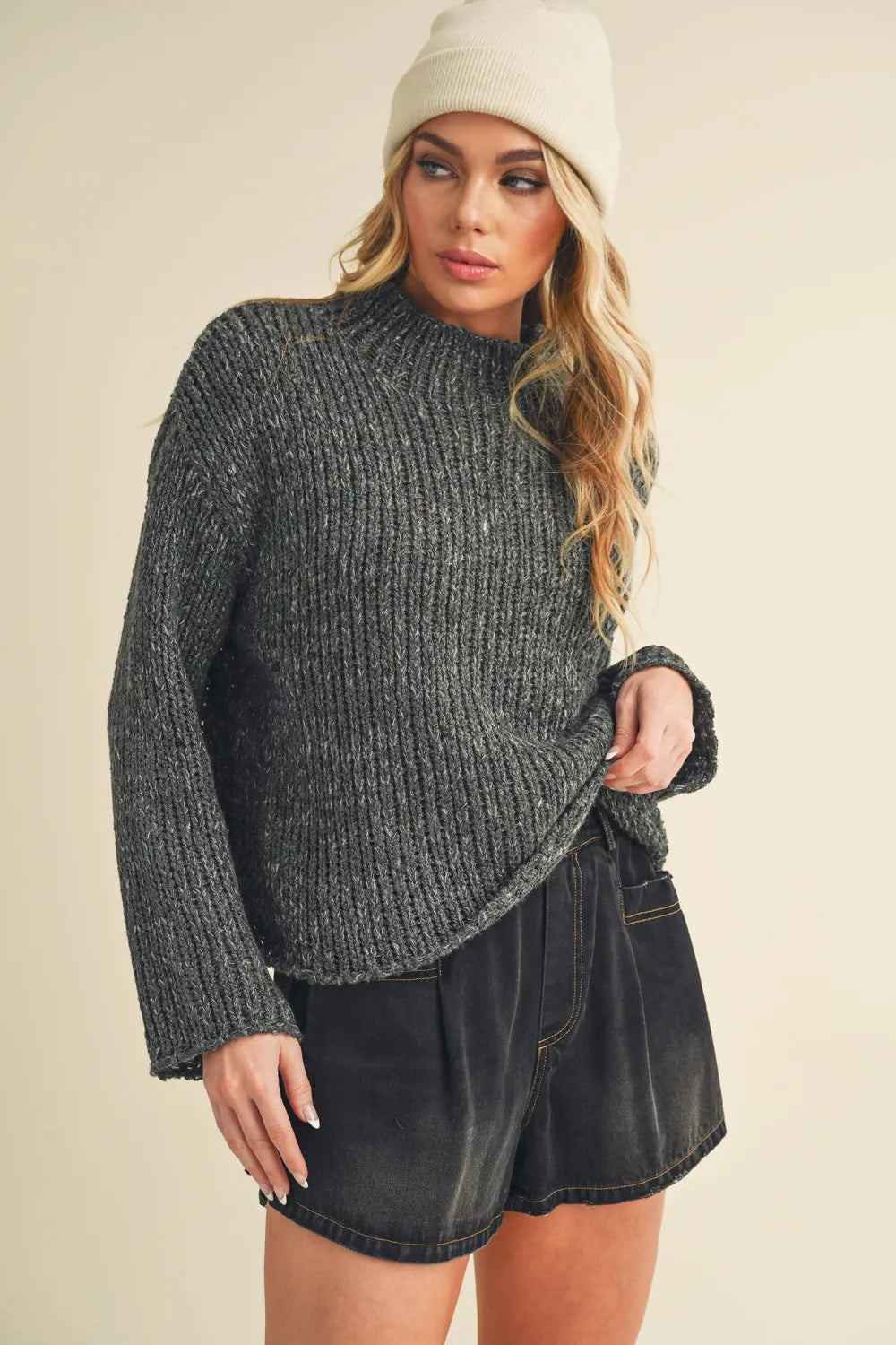 Mock Neck Long Sleeve Sweater