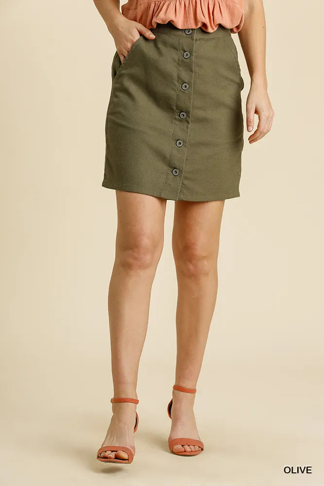 Button Down Skirt with Pockets