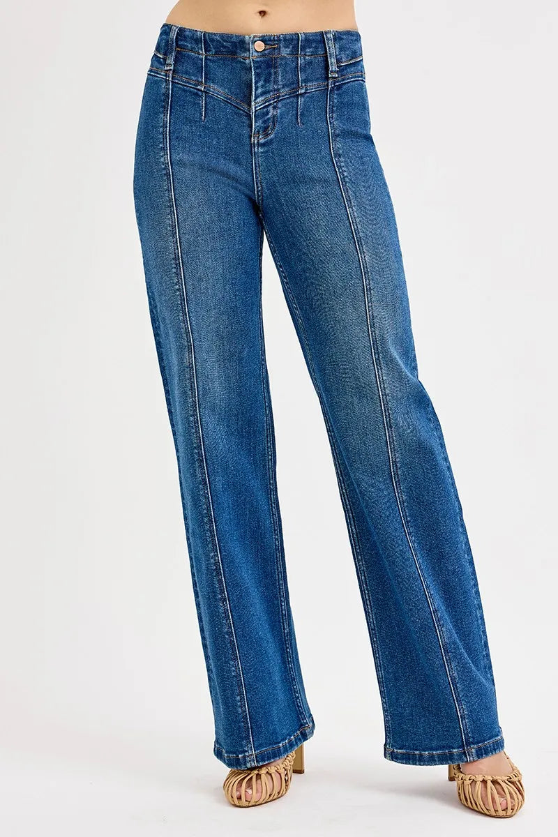 Seam Detail Wide Leg Jeans