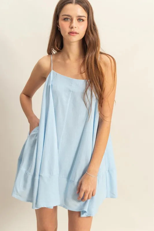 A-Line Flowy Mini Cami Dress with Pockets