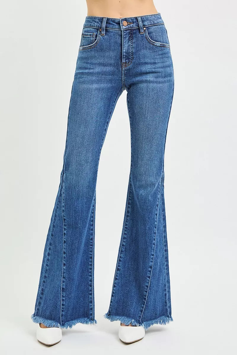 Mid Rise Flare Side Seam Detailing Jeans
