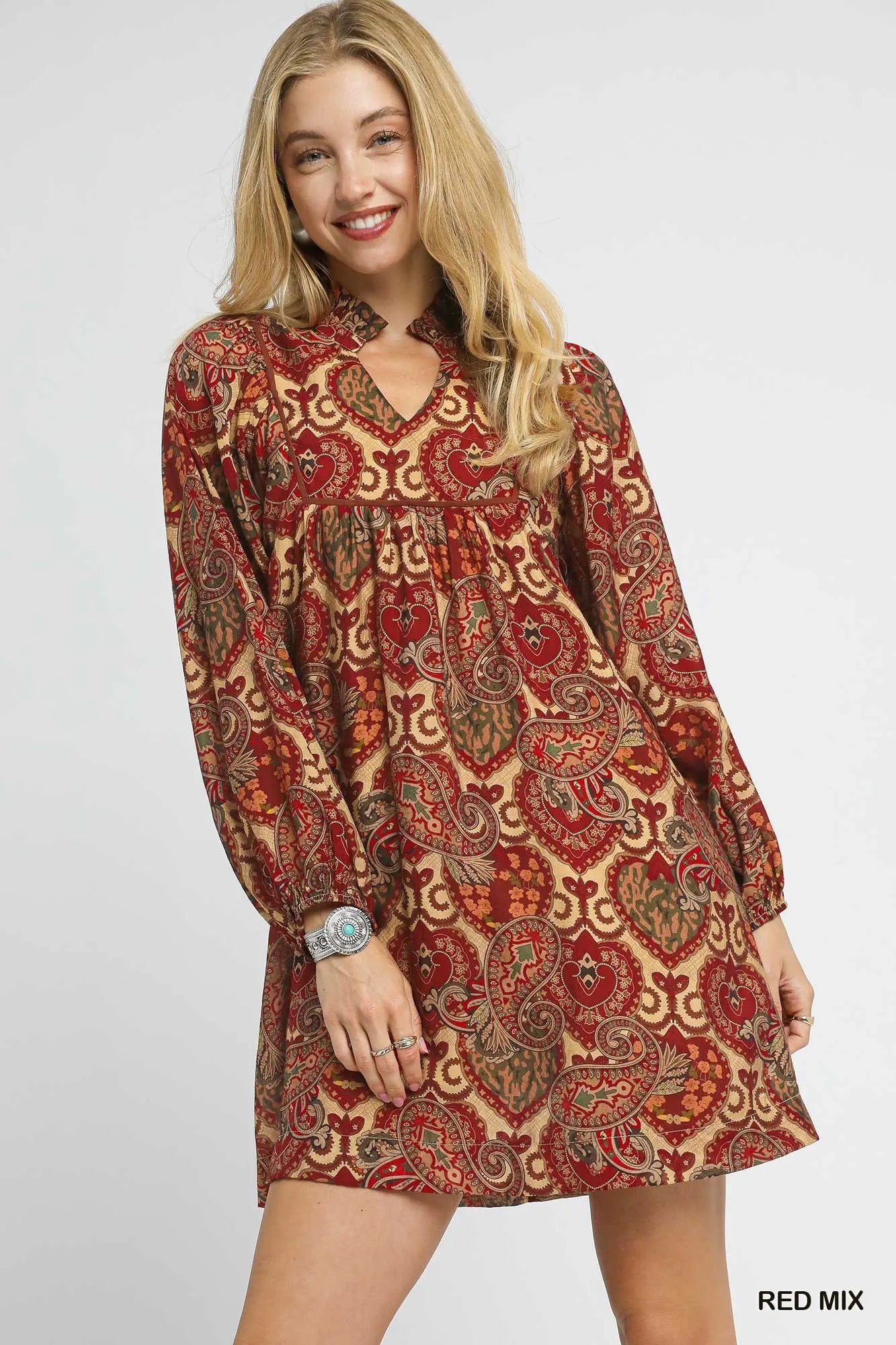 Boho Mix Paisley Babydoll Dress