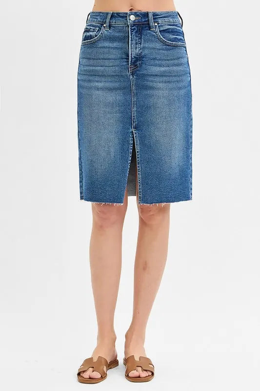 Full Size High Rise Front Slit Pencil Skirts Plus Size