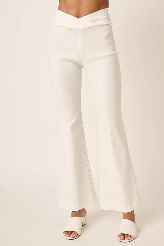 Surplice V Waist Flare Pants