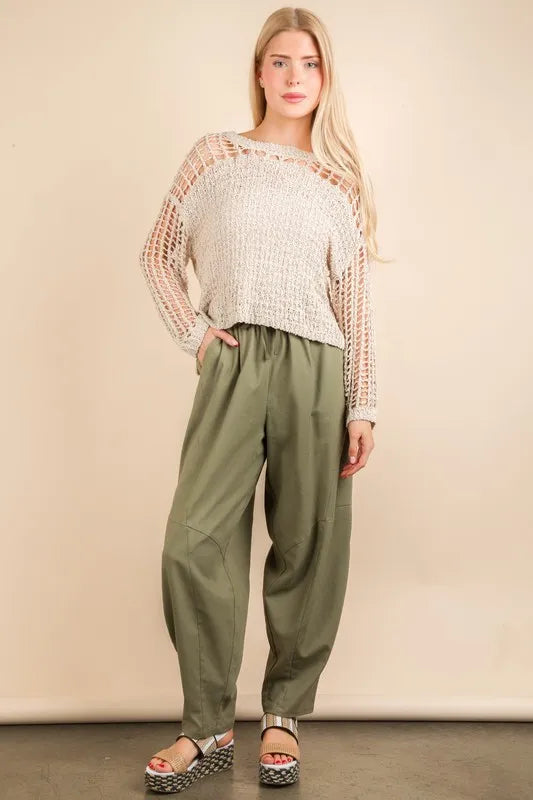 Solid Barrel Comfy Woven Pants