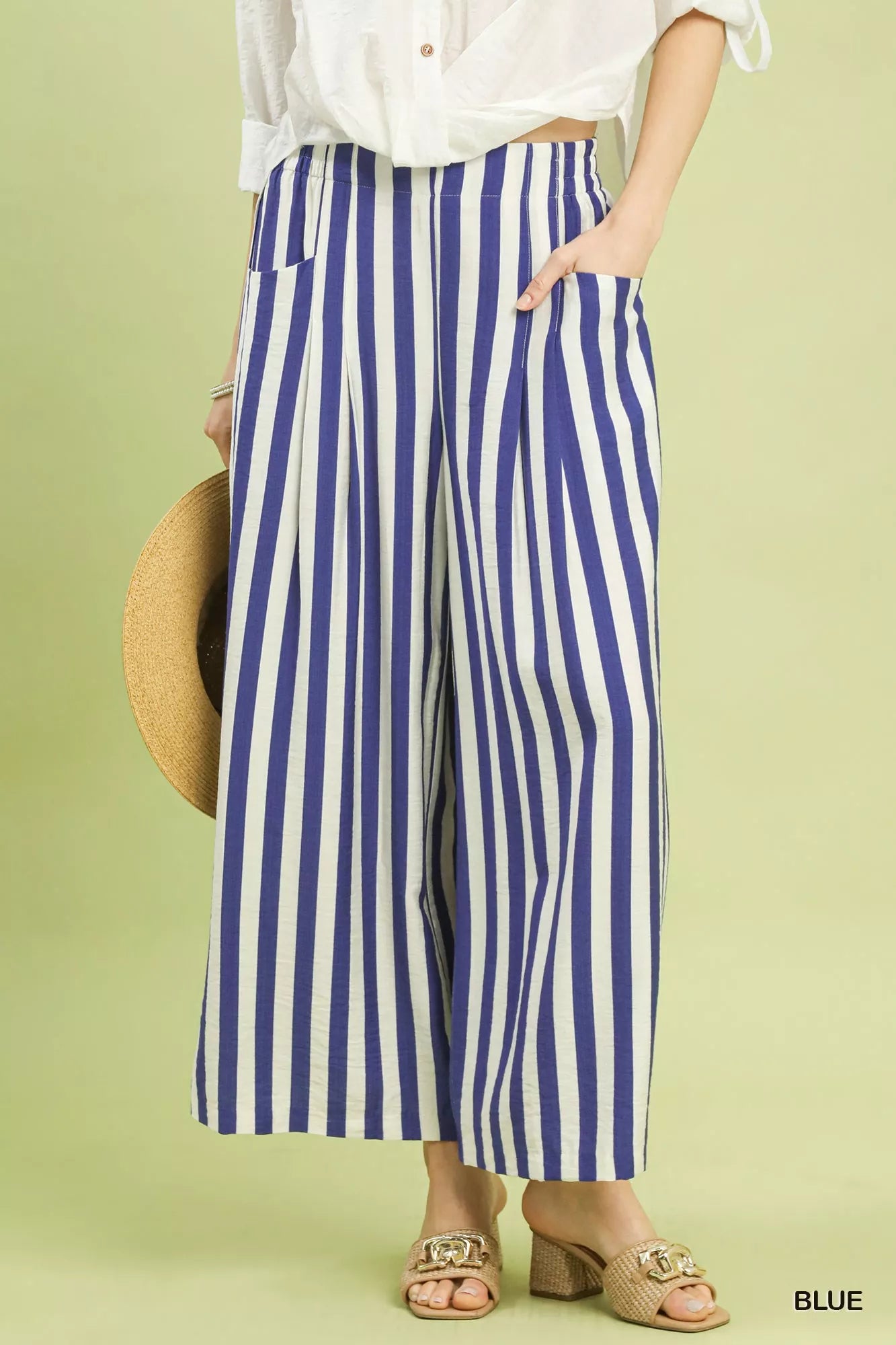 Vertical Stripe Wide Leg Pants