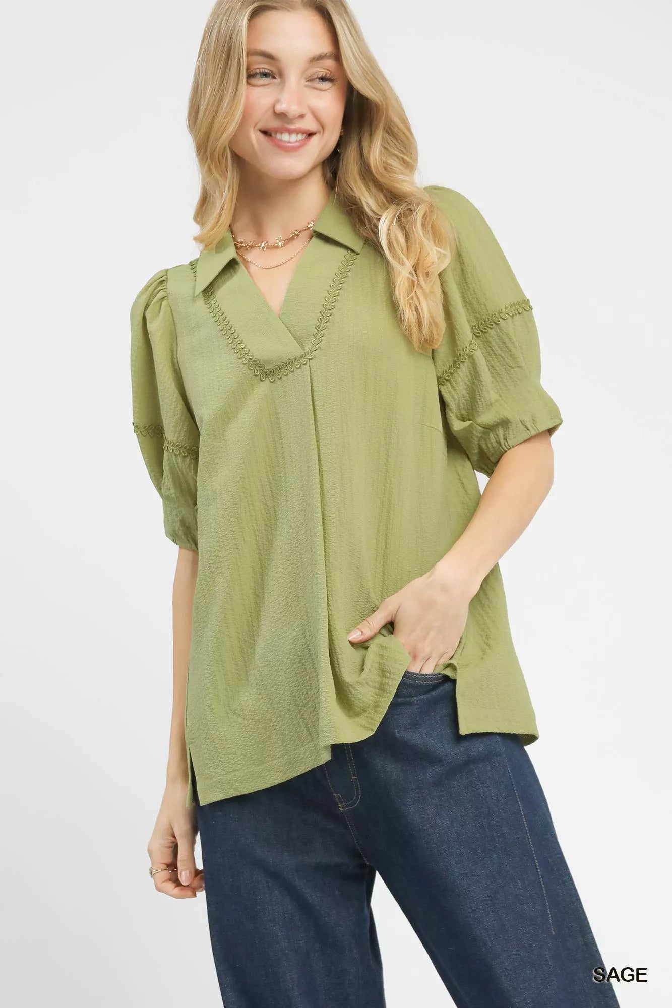 Textured Puff Sleeve Top
