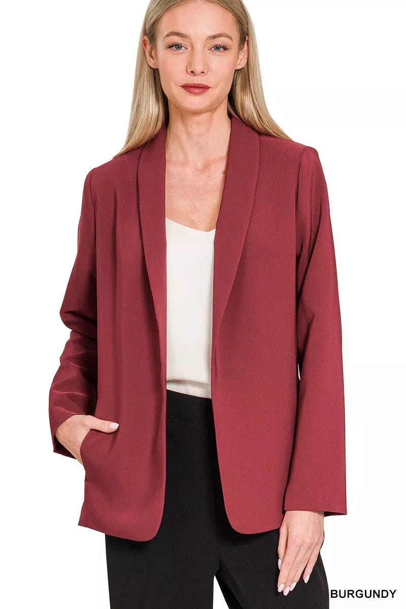Woven Long Sleeve Blazer With Lining