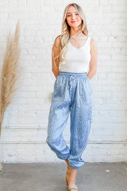 Satin Leopard Print Joggers
