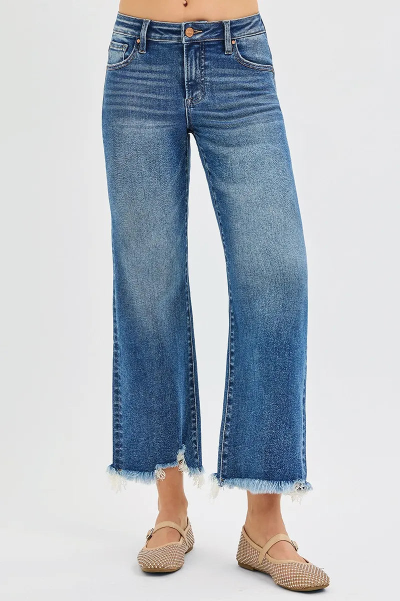 Full Size Mid Rise Crop Straight Jeans Plus Size