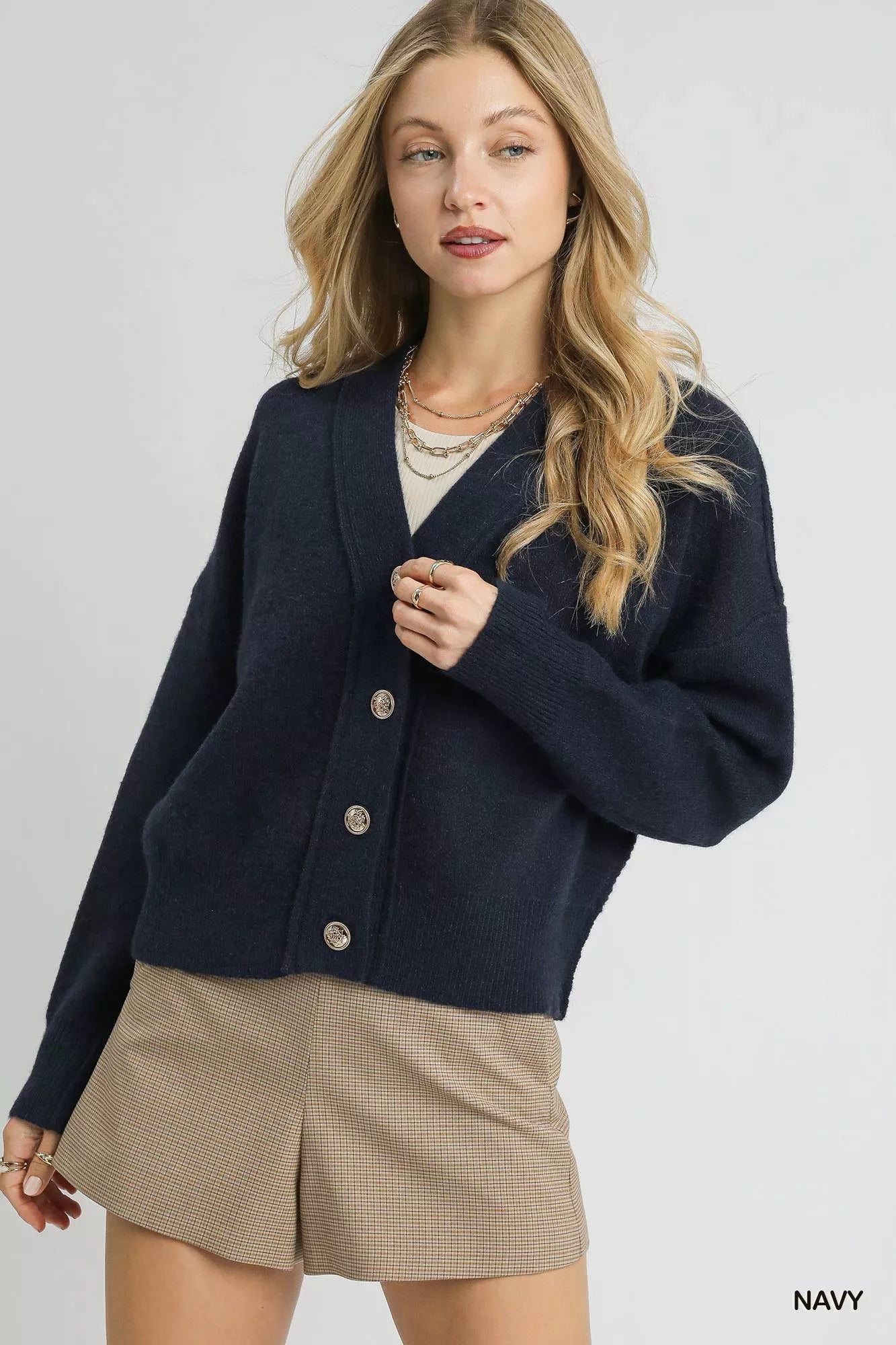 Button-Front Knit Cardigan