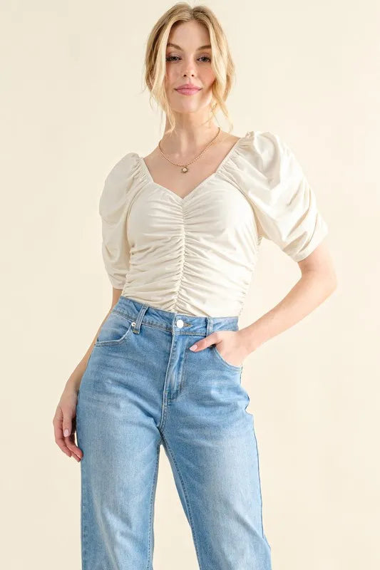 Buttery Soft Ruched Detailed Jersey Bodysuit