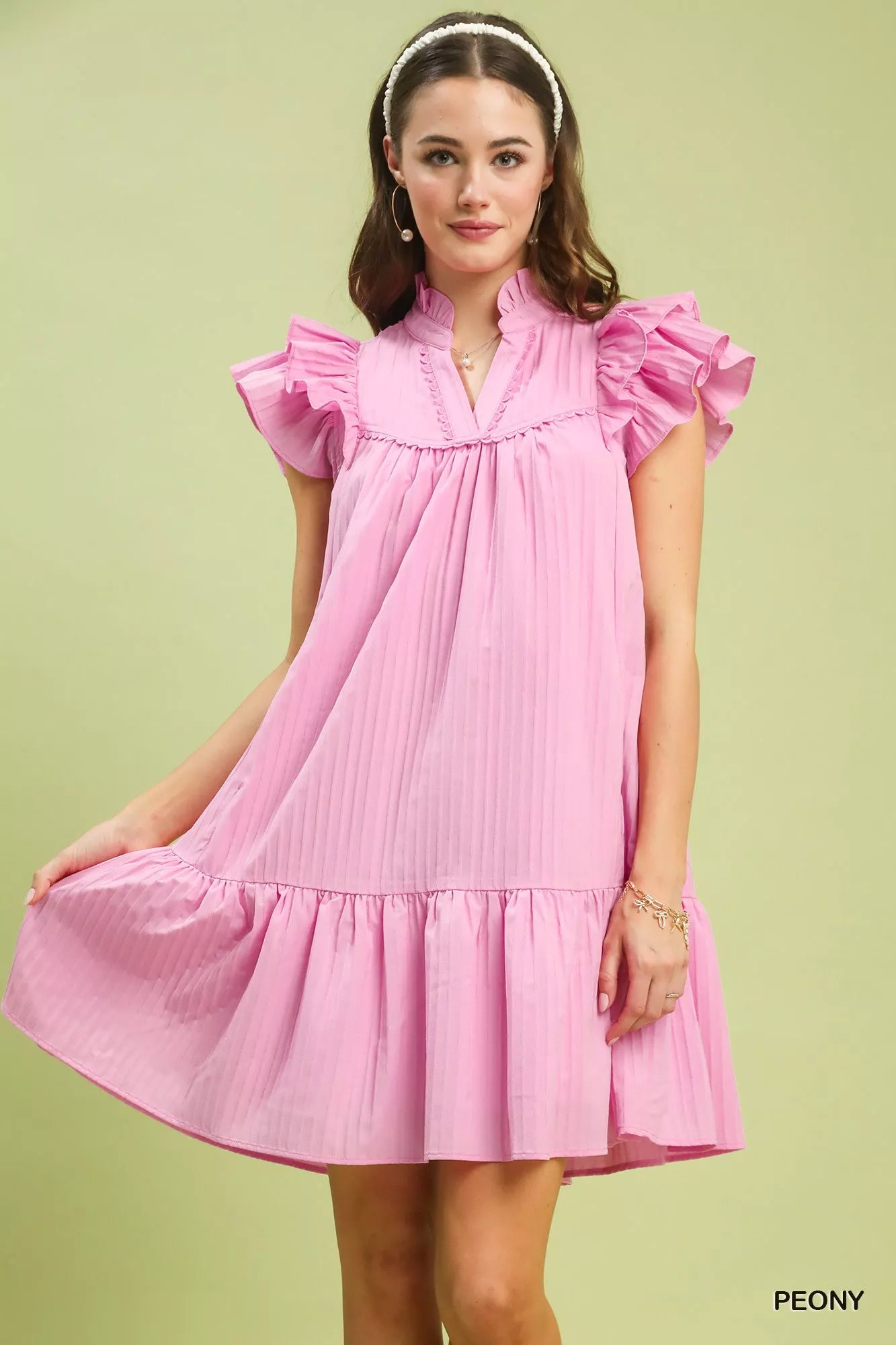 Flutter Sleeve Tiered Dress