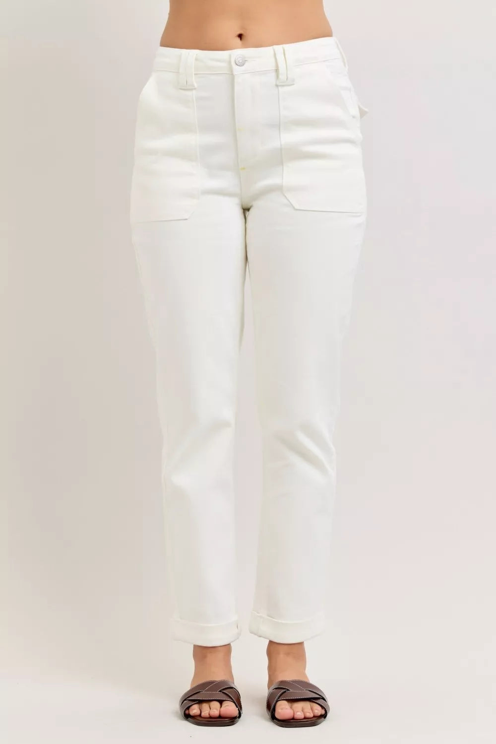High Waist Jeans with Patch Pockets