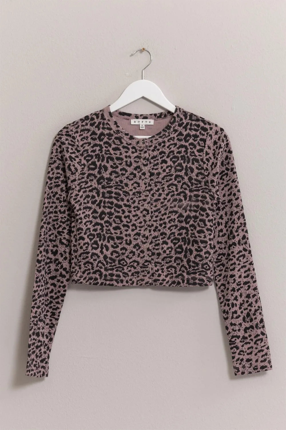 Animal Print Snap Down Crop Cardigan