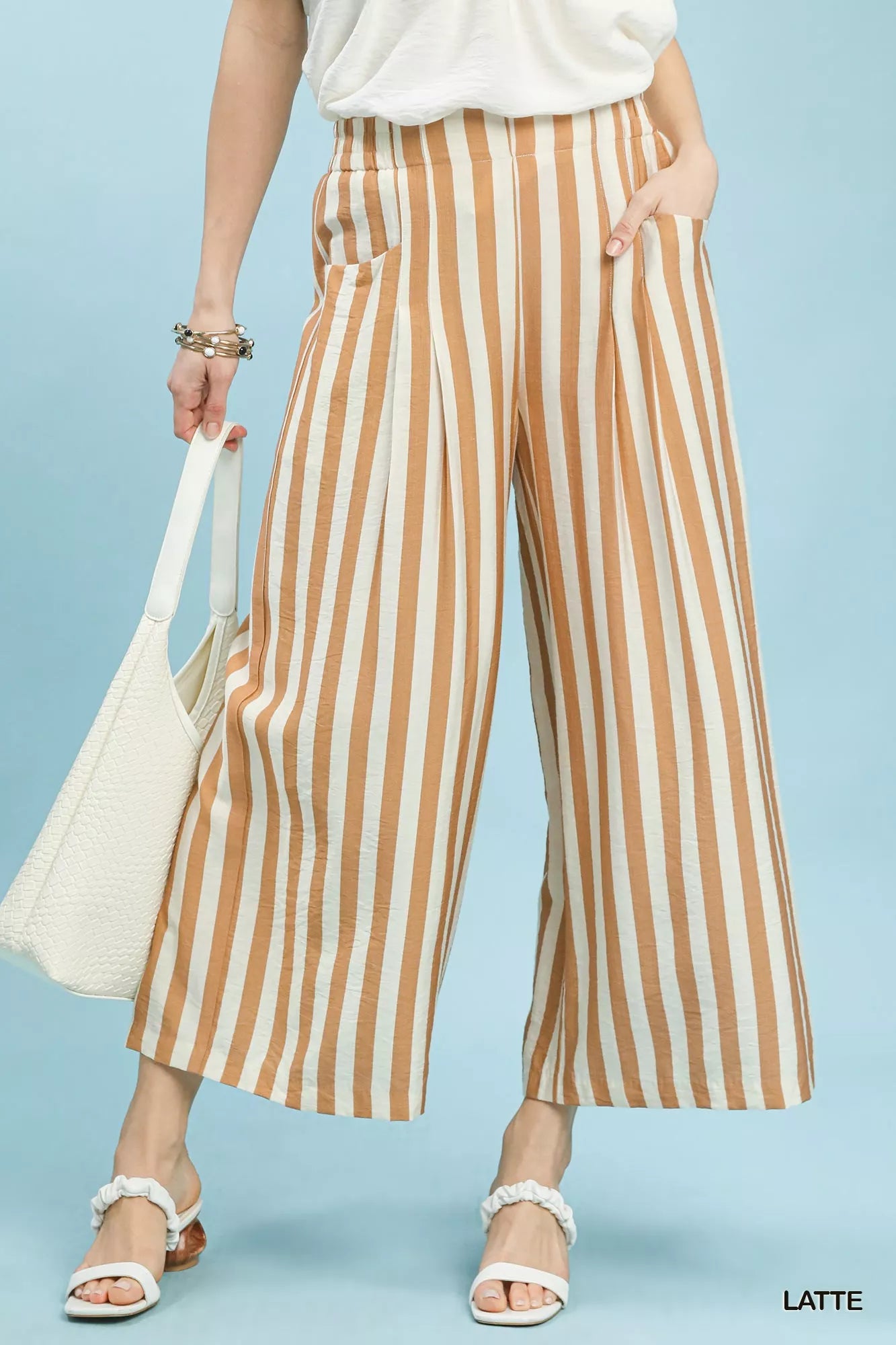 Vertical Stripe Wide Leg Pants