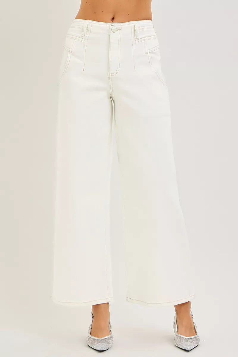 High Rise Ankle Wide Pants