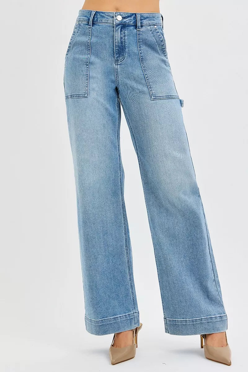 Full Size High Rise Straight Leg Jeans with Front Pockets Plus Size