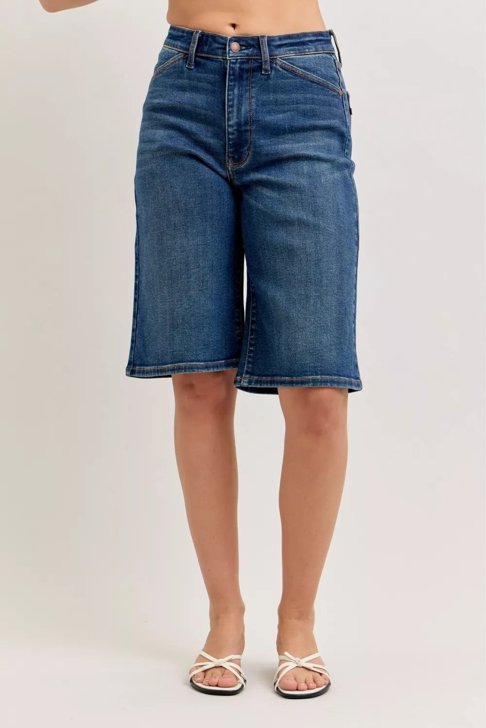 High Waist Bermuda Denim Shorts