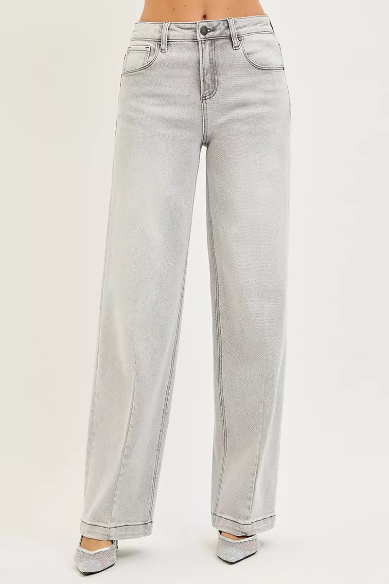 Slouchy Baggy Jeans with Contrast Stitching