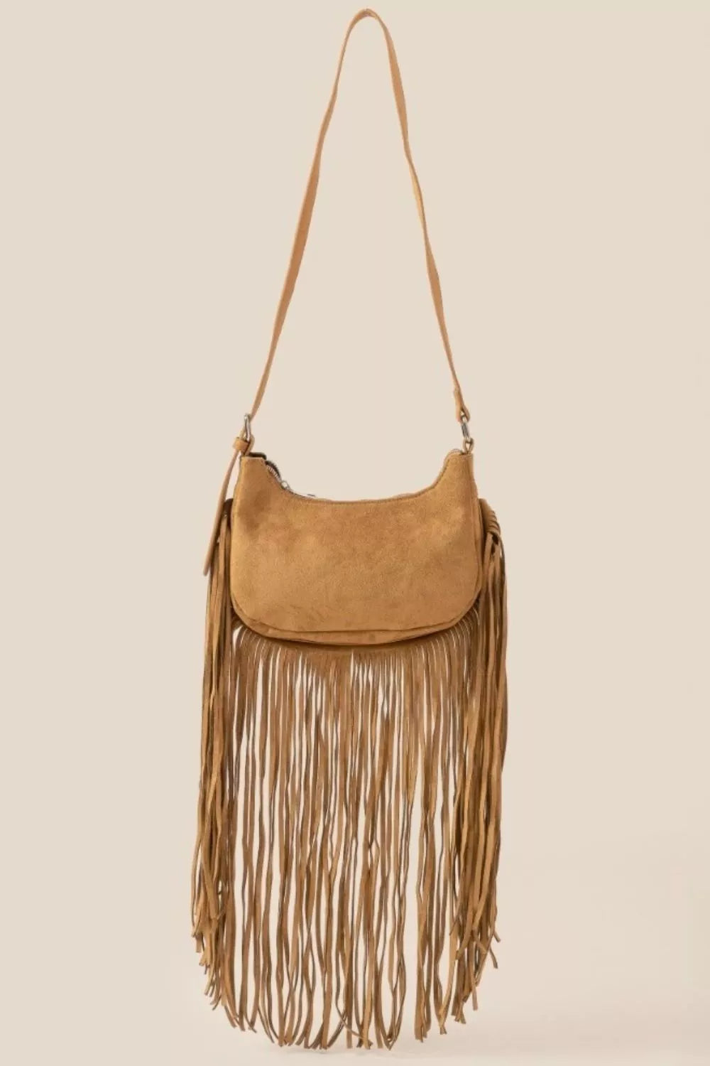 Suede Fringe Crossbody Bag
