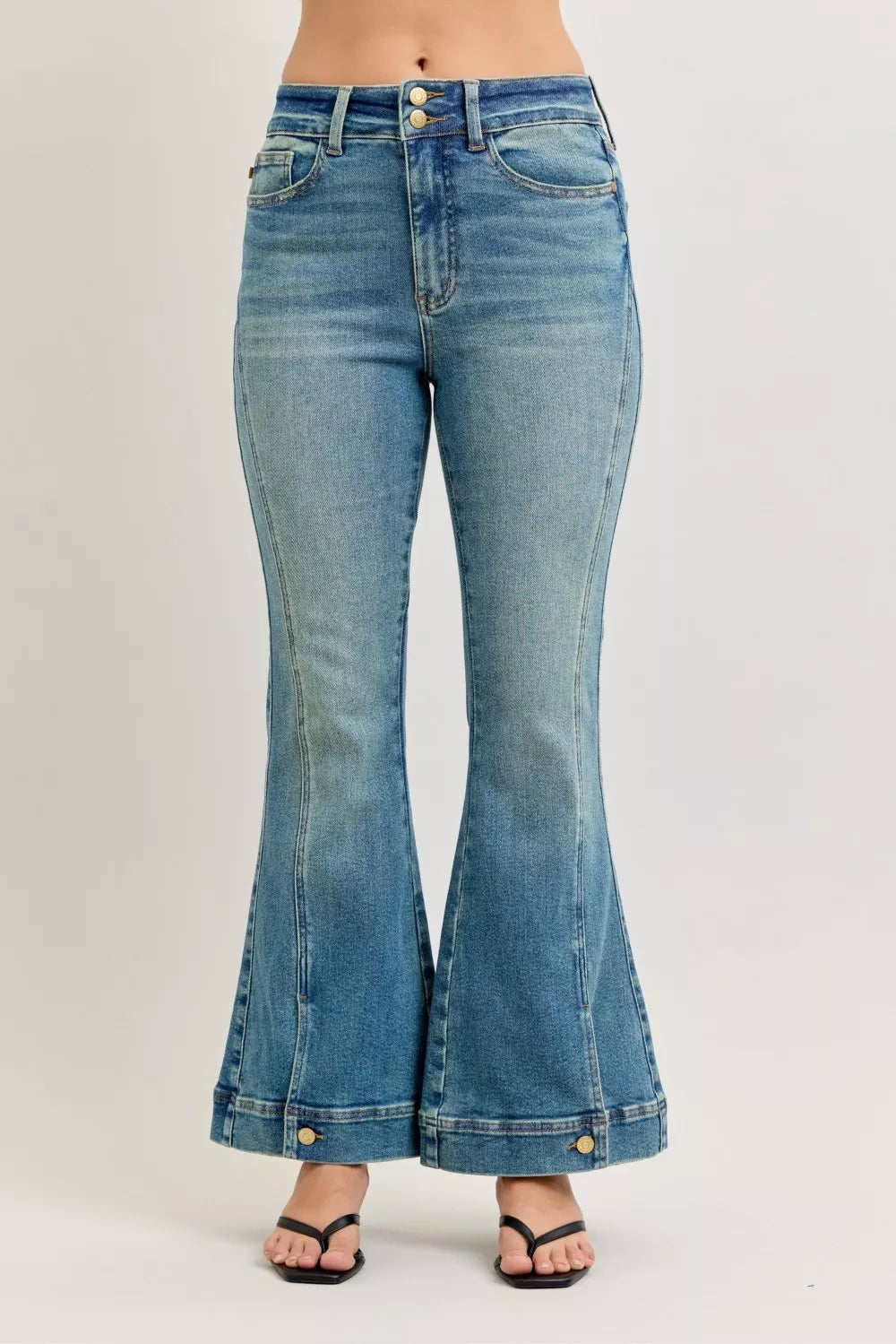 High Waist Vintage Wash Flare Jeans