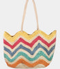 Wavy Rainbow Straw Tote Bag
