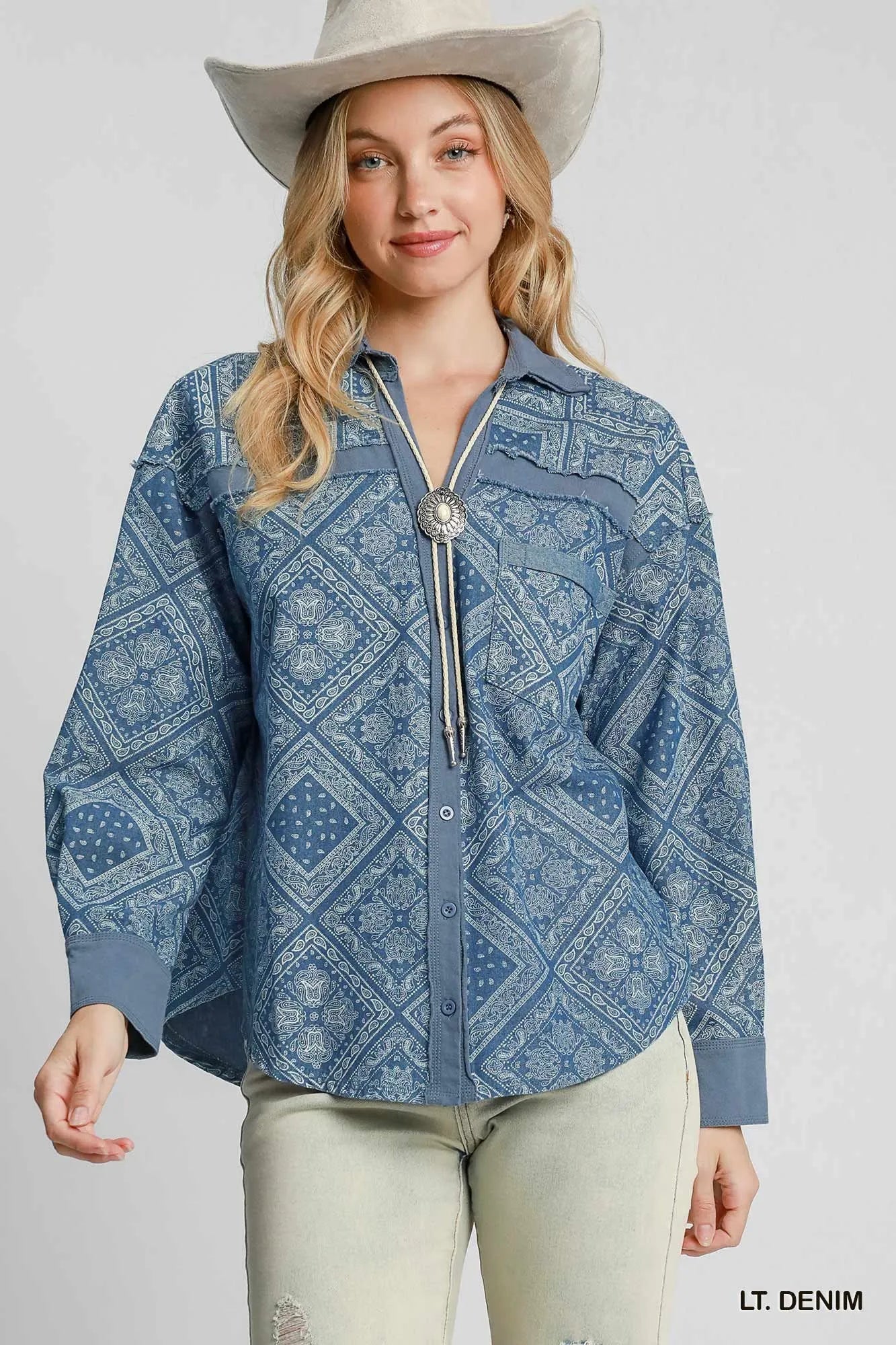Paisley Print Denim Shirt Jacket