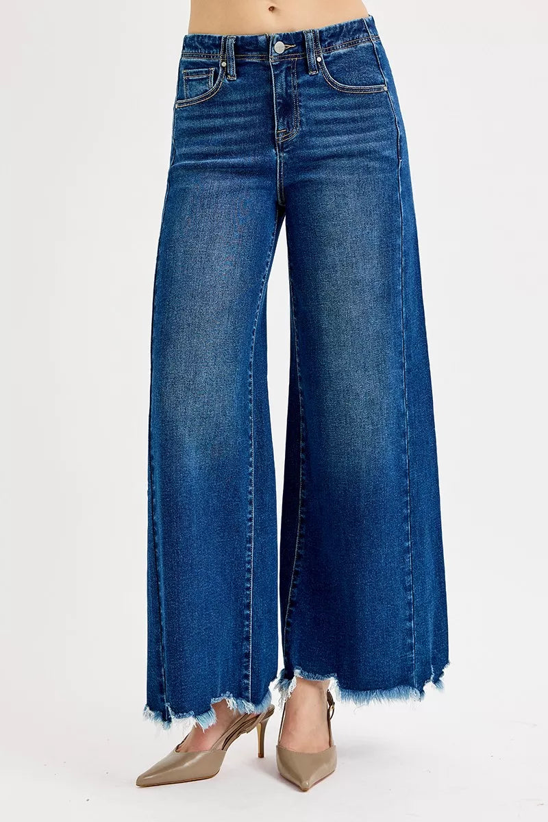 Full Size High Rise Ankle Wide Jeans Plus Size