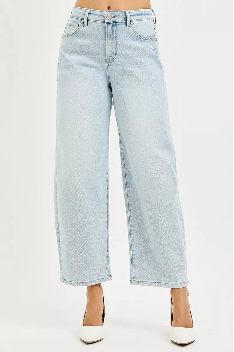 High Rise Crop Barrel Jeans
