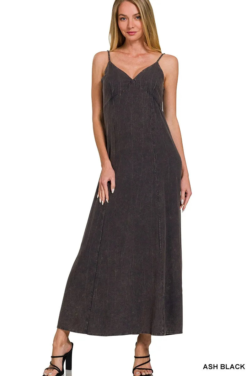 Mineral Washed Rayon Challis Cami Dress
