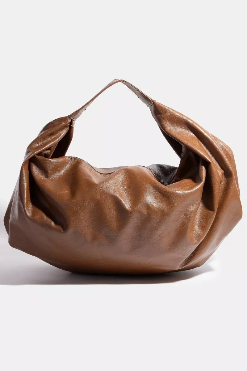 Simple Faux Leather Hobo Shoulder Bag