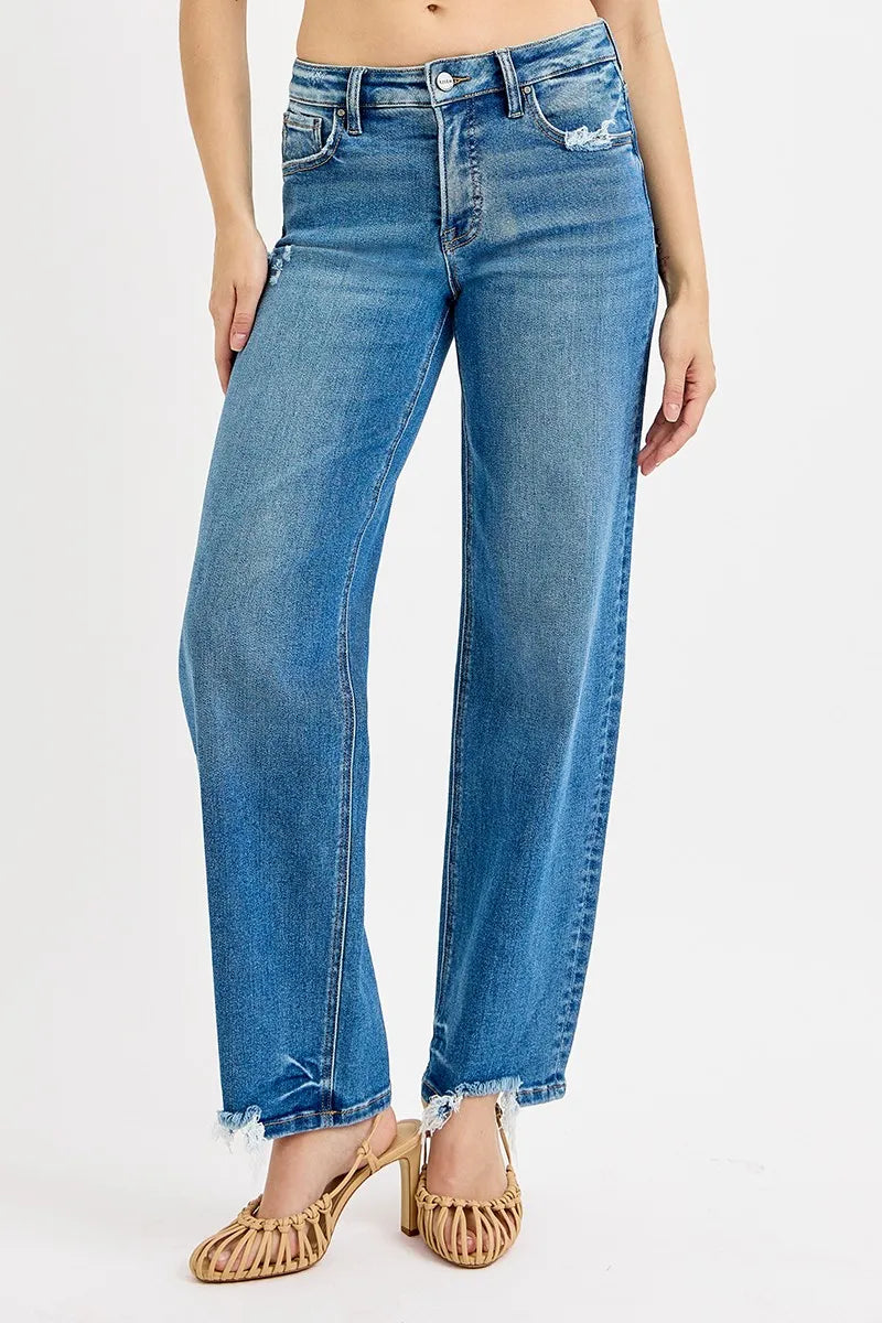 Full Size Mid Rise Baggy Jeans Plus Size