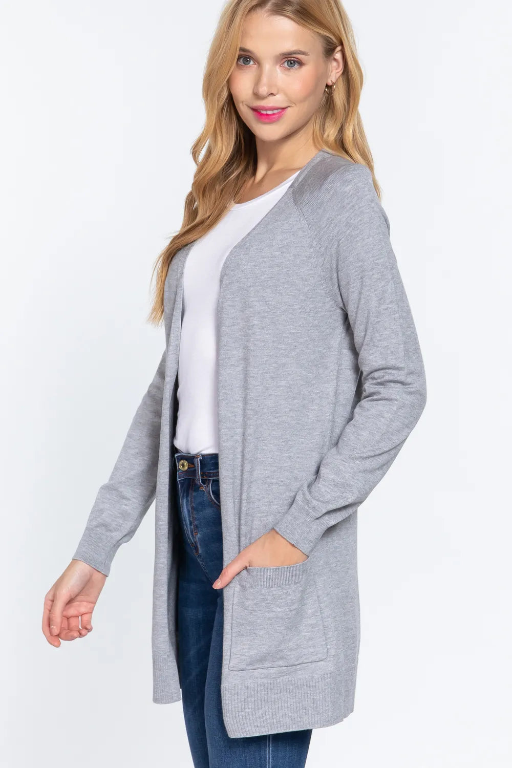 Open Front Long Sleeve Cardigan