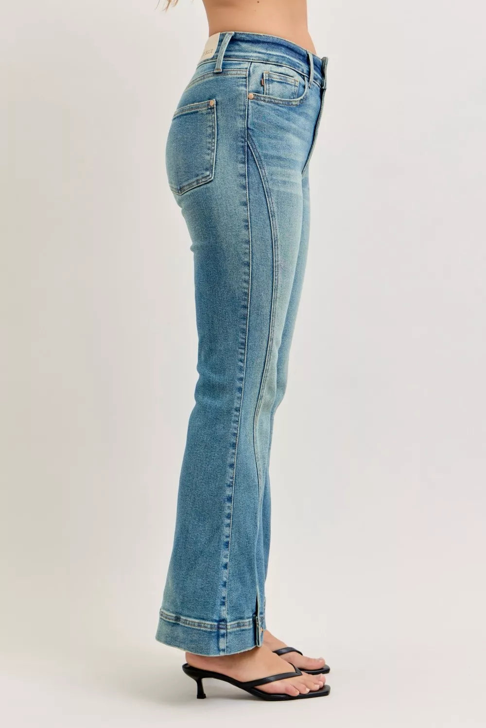 High Waist Vintage Wash Flare Jeans
