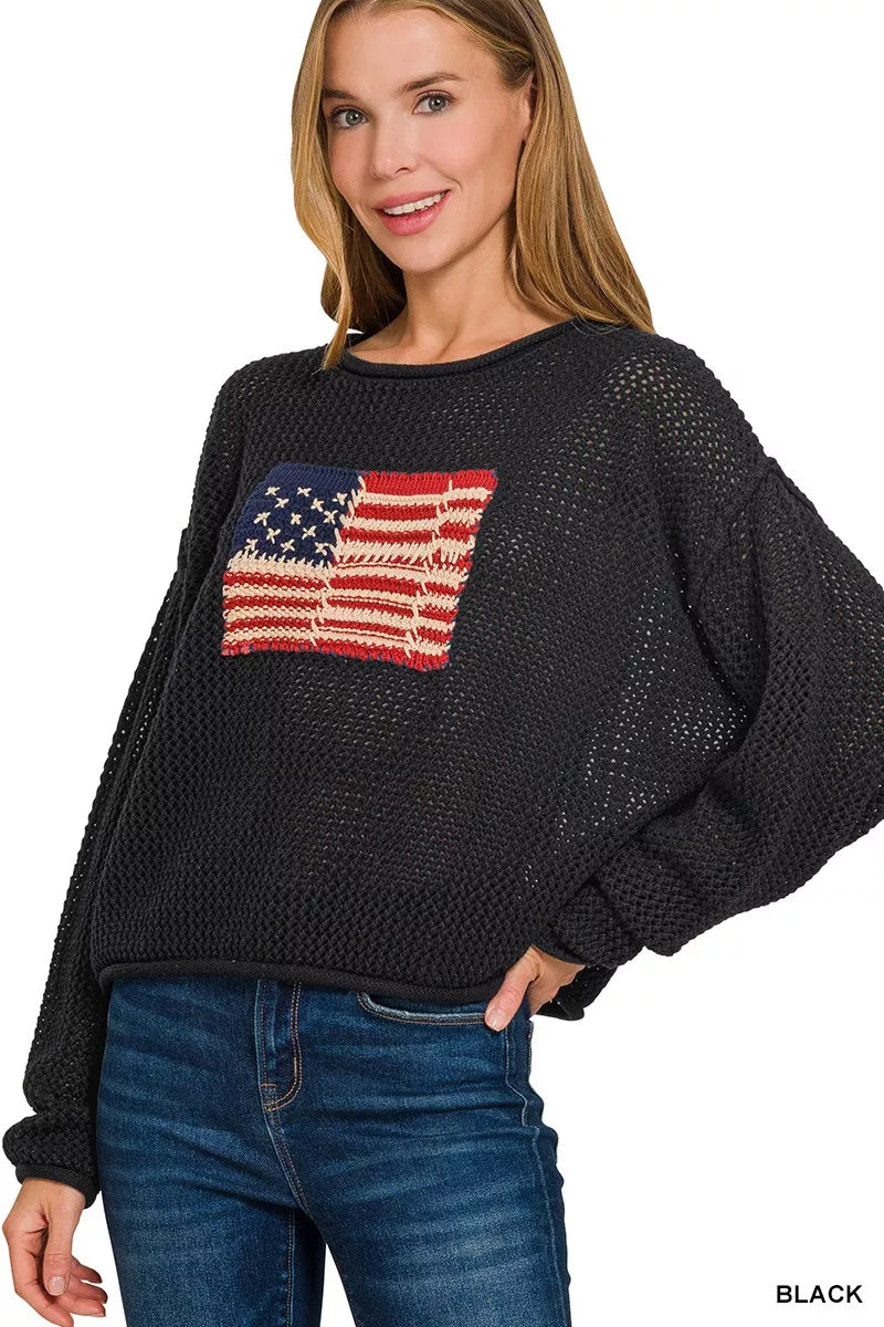 American Flag Crew Neck Sweater