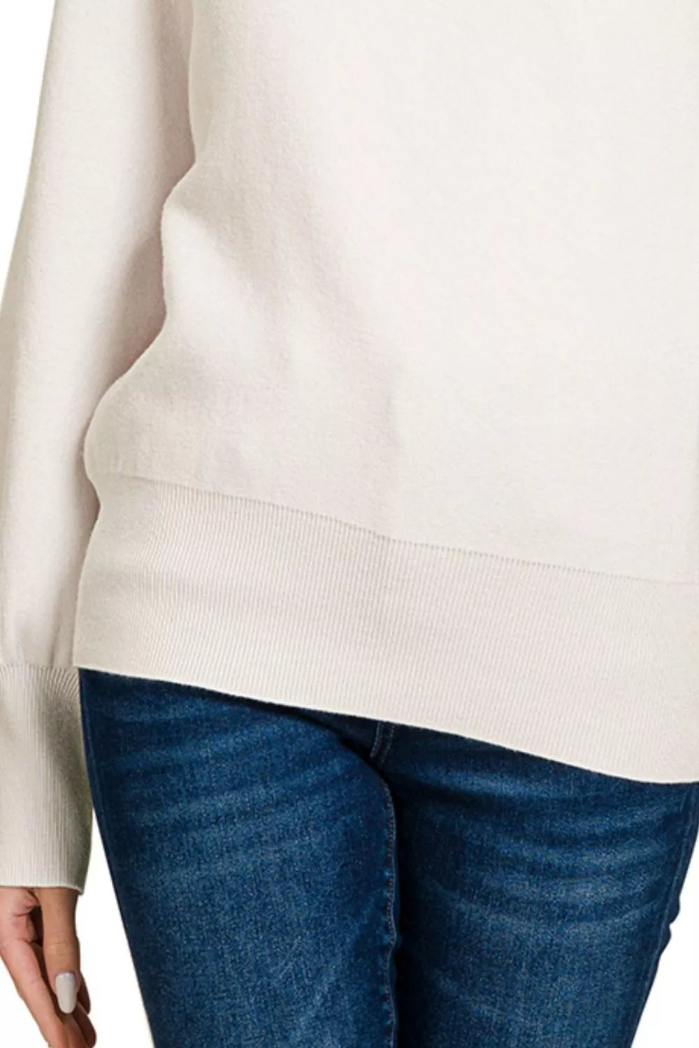 Viscose Mock Neck Exposed Seam Sweater