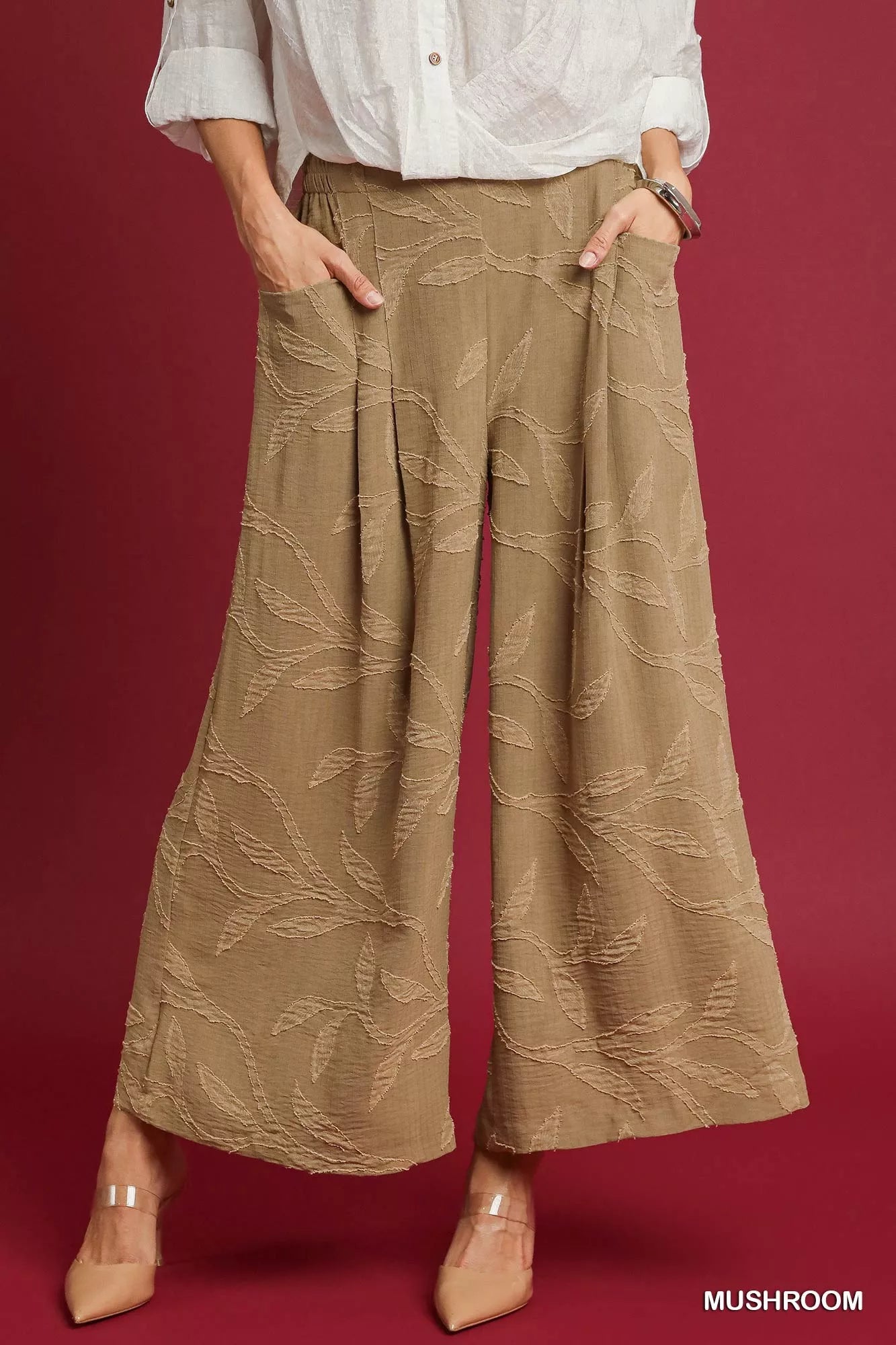 Jacquard Wide-Leg Pants