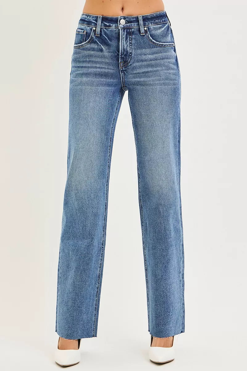 Tummy Control 4 Way Stretch Mid Rise Straight Jeans