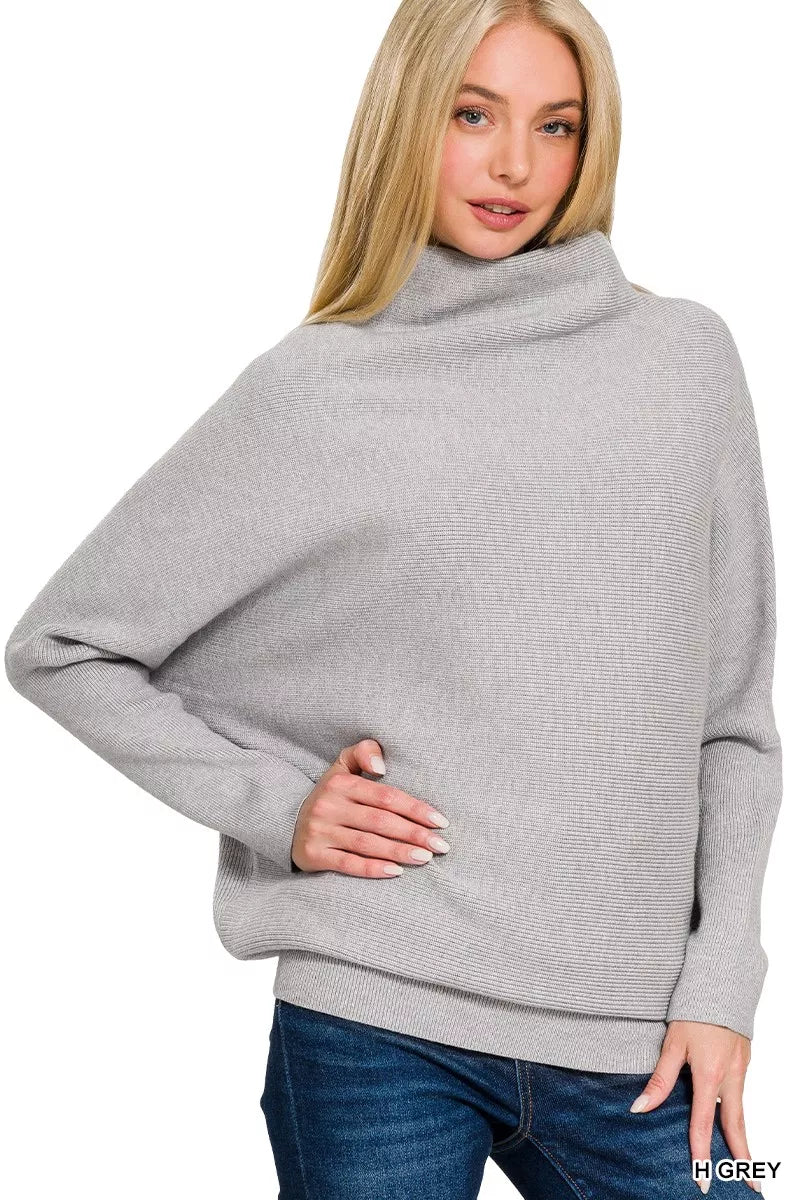 Viscose Dolman Sleeve Mock Neck Sweater