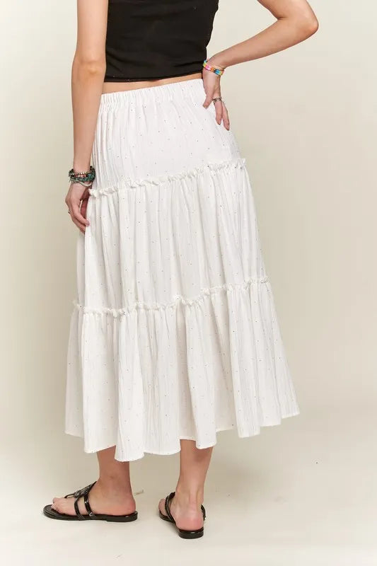 Rhinestone Accent Tiered Skirt