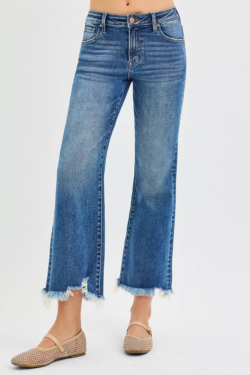 Full Size Mid Rise Crop Straight Jeans Plus Size