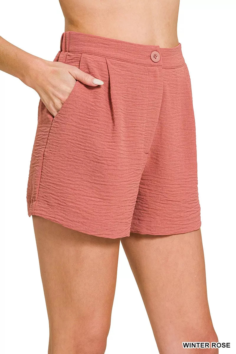Woven Airflow Back Elastic Waist Shorts