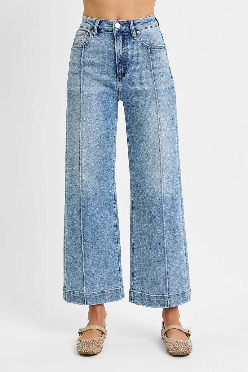 Full Size High Rise Crop Wide Leg Jeans Plus Size