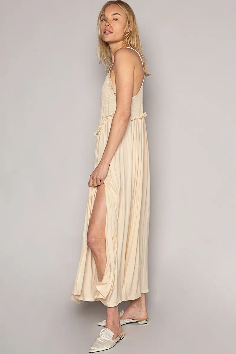 Frill Slit Square Neck Cami Dress