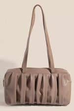 Pleated Leather Rectangle Hand Bag