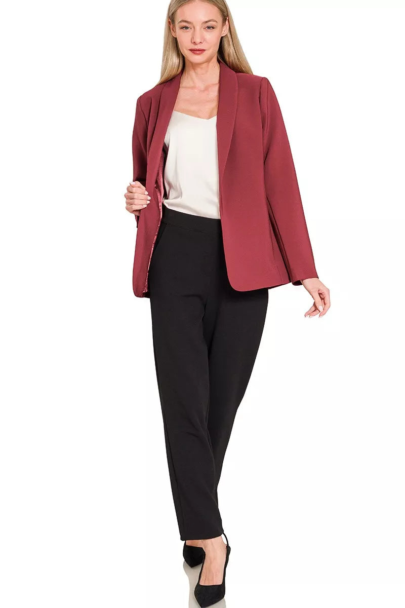 Woven Long Sleeve Blazer With Lining