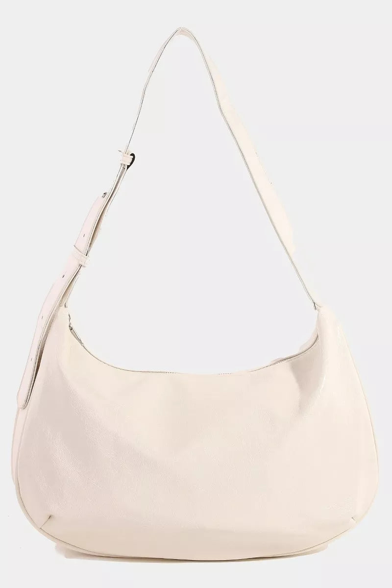 Leather Hobo Crescent Shoulder Bag